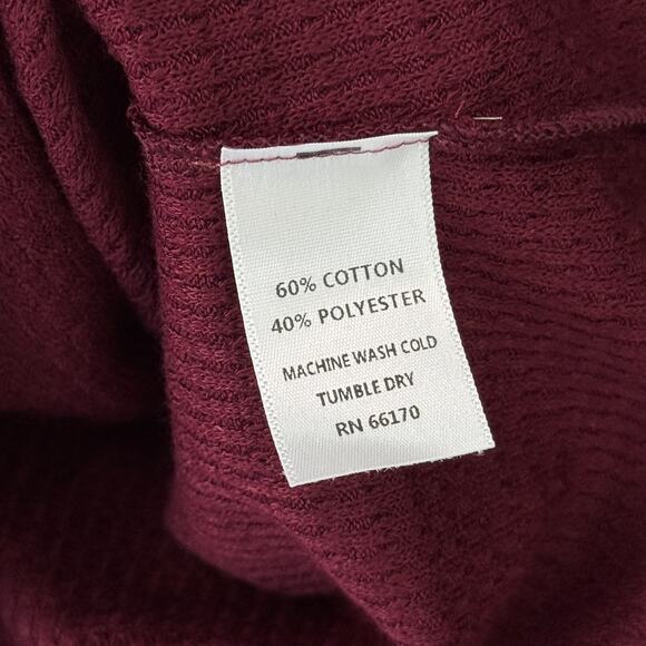 Free People Make It Easy Thermal Top Womens Large Layer High Mock Neck Burgundy - Picture 6 of 9
